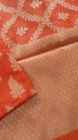 Orange Kotta embroidered kurta dupatta set Unstitched