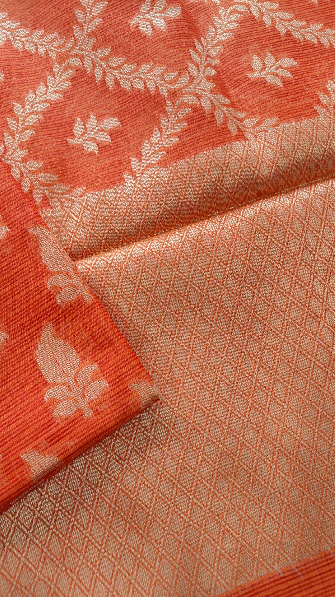 Orange Kotta embroidered kurta dupatta set Unstitched