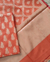 Orange Kotta embroidered kurta dupatta set Unstitched