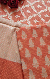 Orange Kotta embroidered kurta dupatta set Unstitched