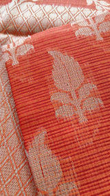 Orange Kotta embroidered kurta dupatta set Unstitched