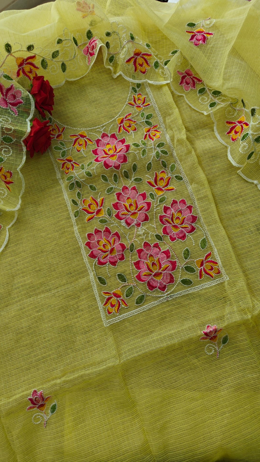 Kotta embroidered kurta dupatta set Unstitched