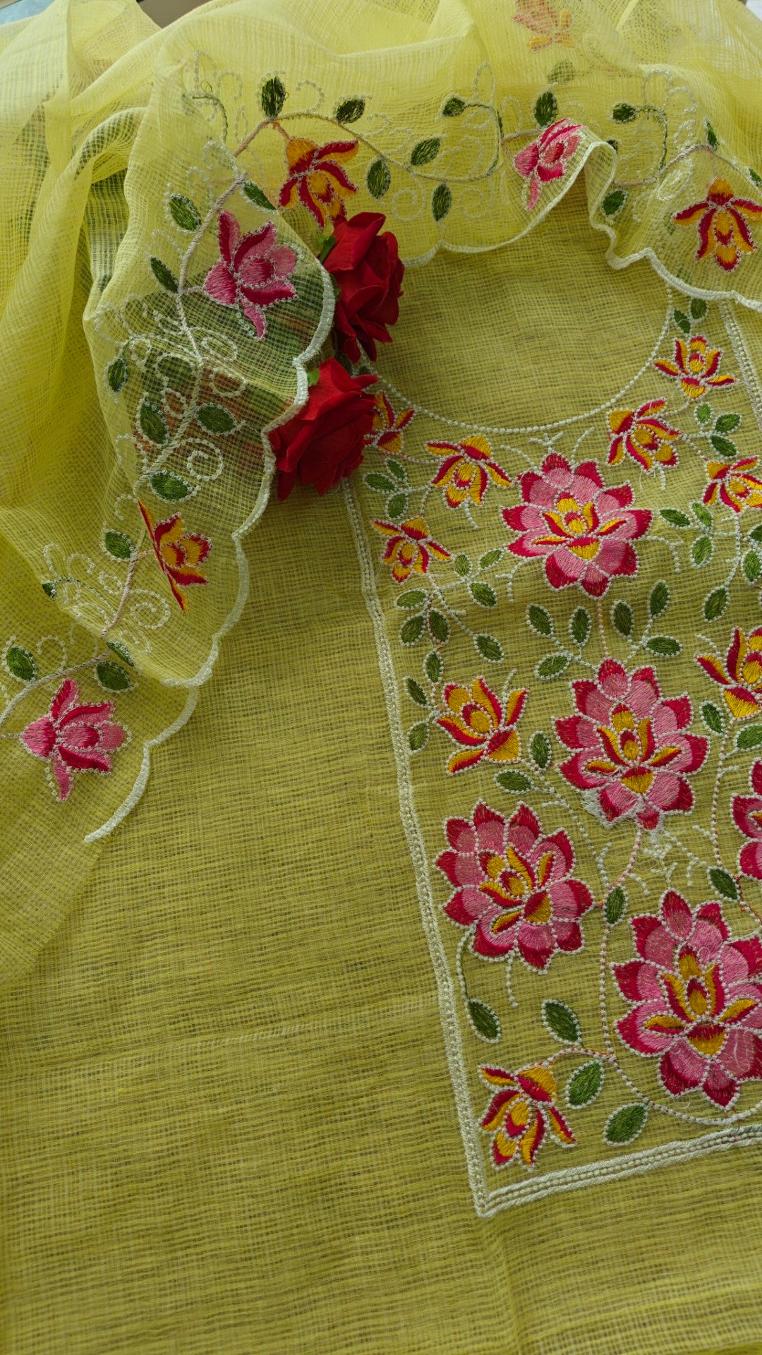 Kotta embroidered kurta dupatta set Unstitched