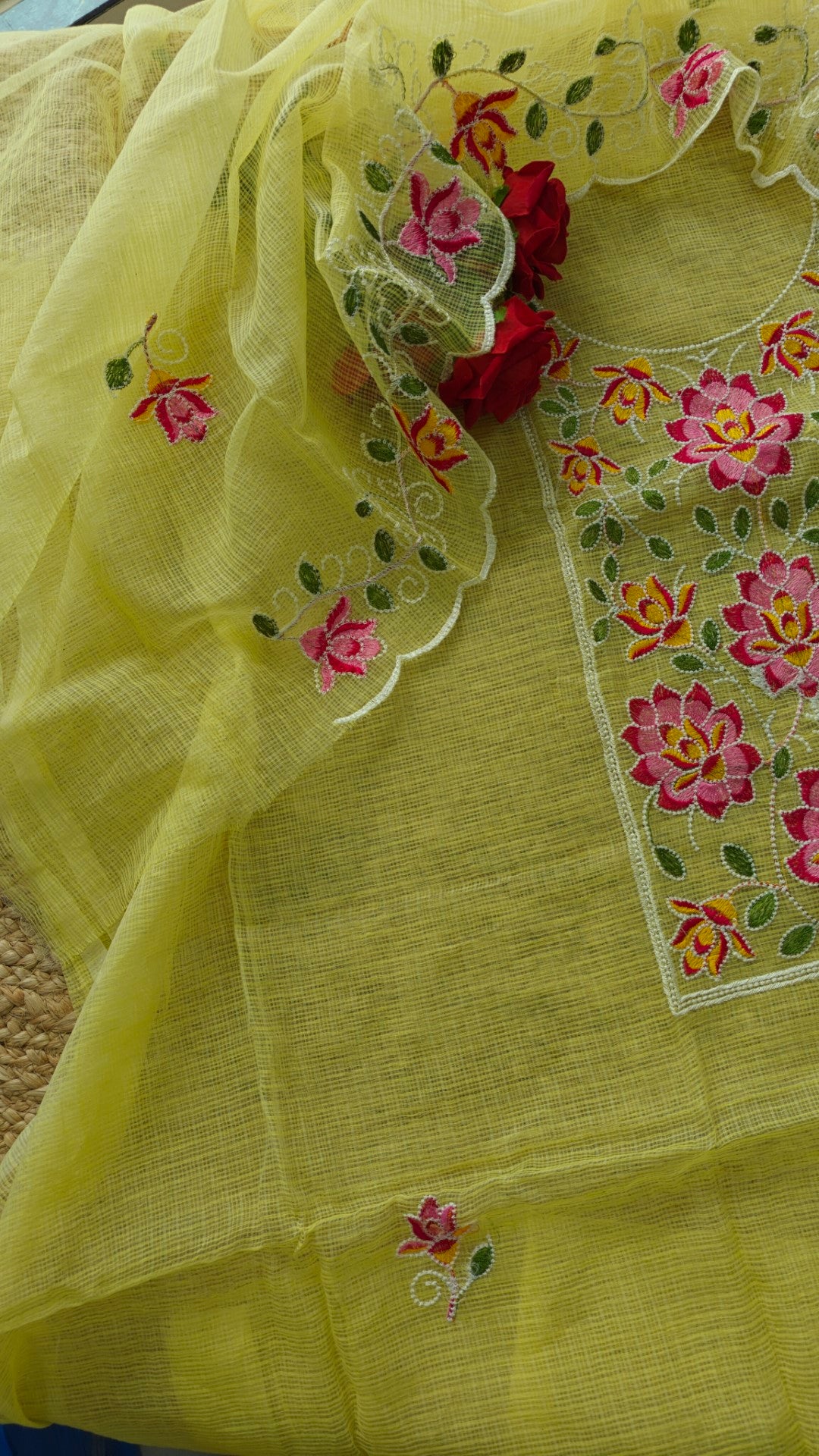 Kotta embroidered kurta dupatta set Unstitched