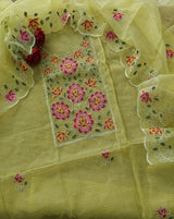 Kotta embroidered kurta dupatta set Unstitched