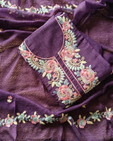 Organza handwork embroidered Unstitched suit set