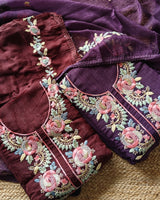 Organza handwork embroidered Unstitched suit set