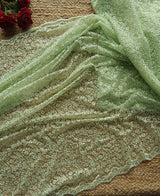 Green Net saree for tall 48 inch height. Indian net saree with thread embroidery