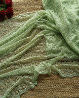 Green Net saree for tall 48 inch height. Indian net saree with thread embroidery