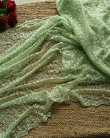 Green Net saree for tall 48 inch height. Indian net saree with thread embroidery