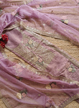 Partywear purple dress material unstitched suit