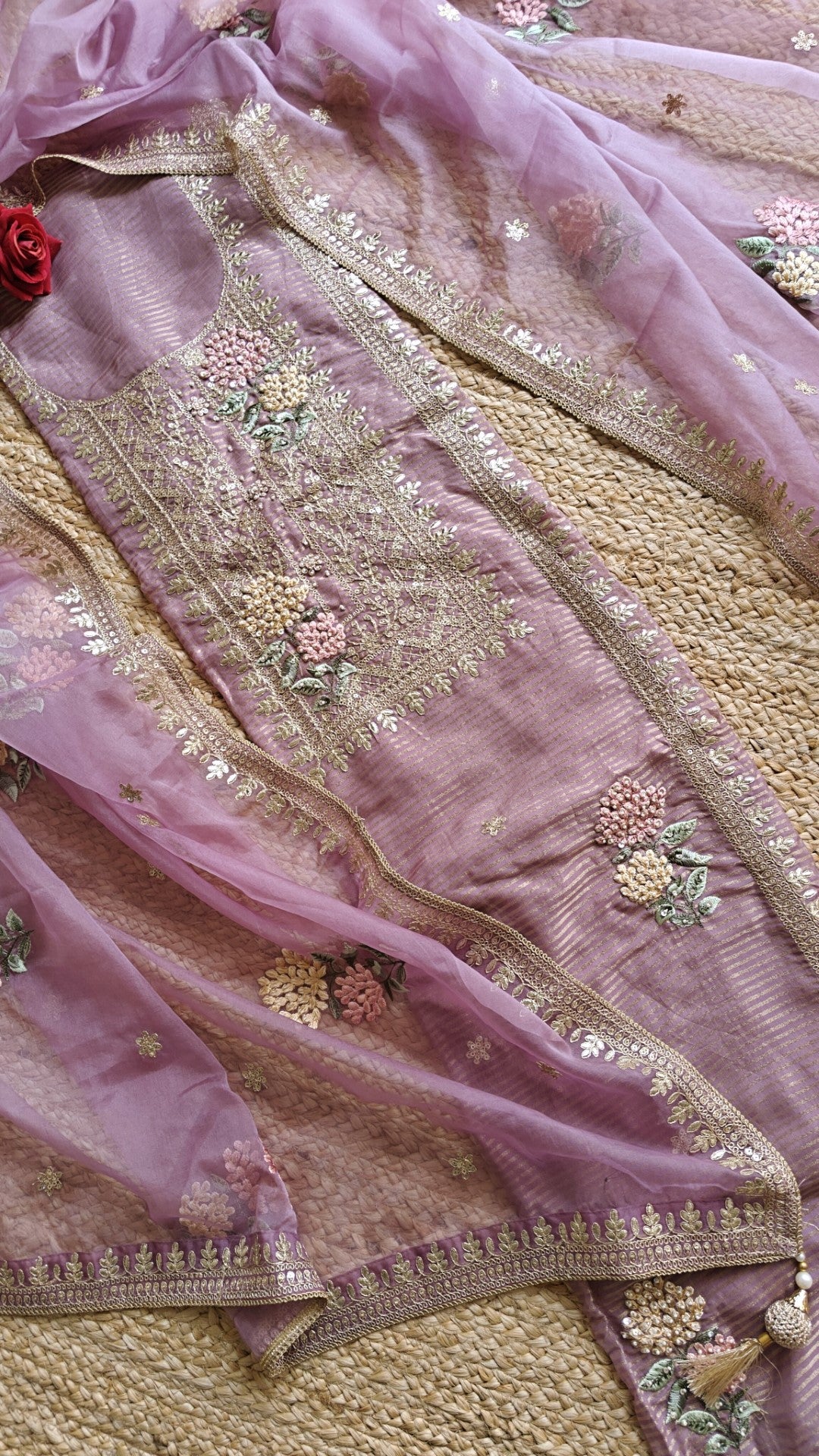 Partywear purple dress material unstitched suit