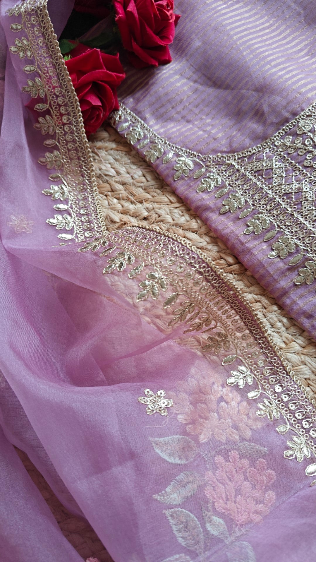 Partywear purple dress material unstitched suit