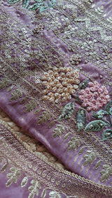 Partywear purple dress material unstitched suit