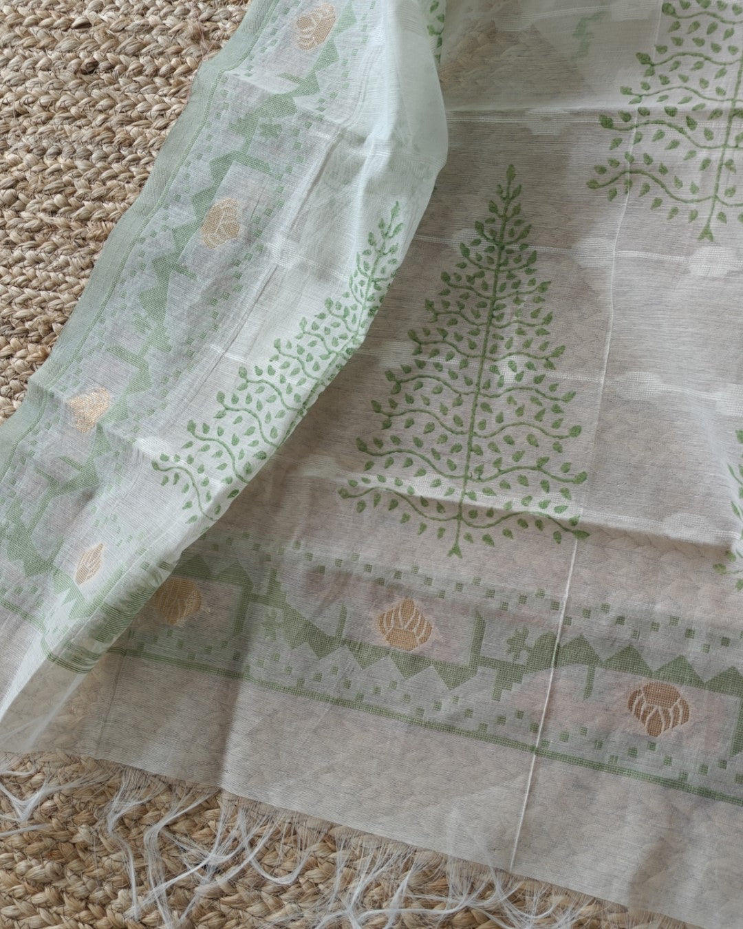 Boat Neck Cotton unstitched suit with handwork and touch of Banarasi