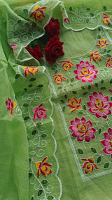 Green Kotta embroidered kurta dupatta set Unstitched