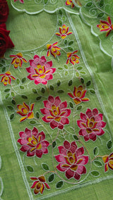 Green Kotta embroidered kurta dupatta set Unstitched