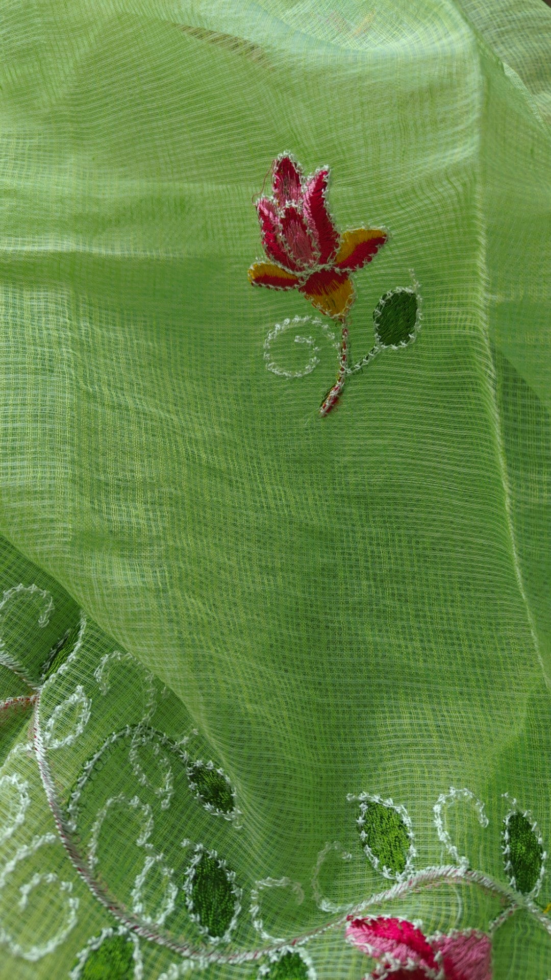 Green Kotta embroidered kurta dupatta set Unstitched