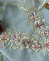 Blue Parsi Embroidery Pure Organza unstitched suit