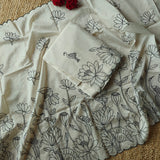 Pure Chanderi with Embroidery scallop unstitched suit