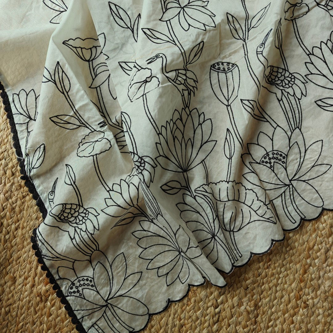 Pure Chanderi with Embroidery scallop unstitched suit