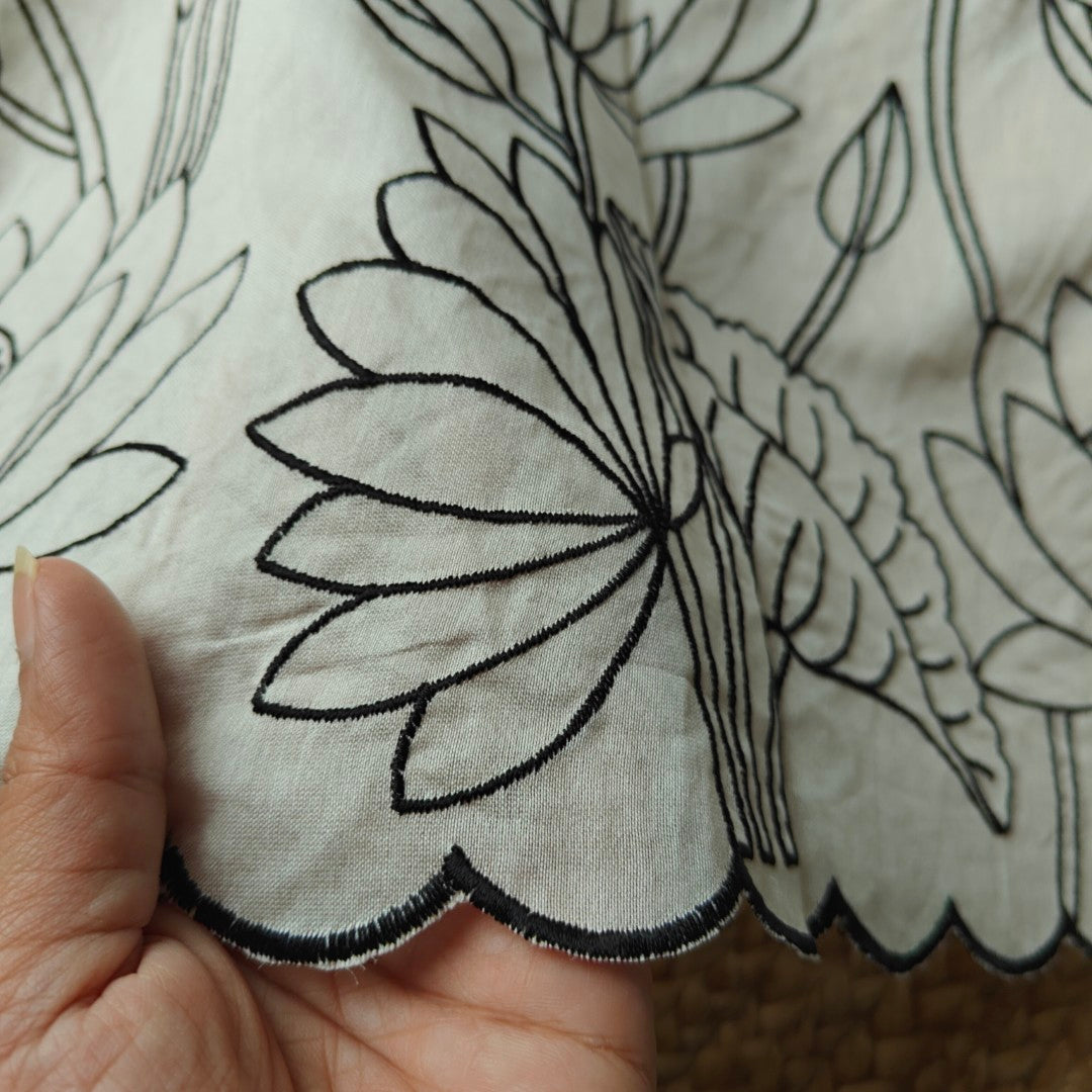 Pure Chanderi with Embroidery scallop unstitched suit