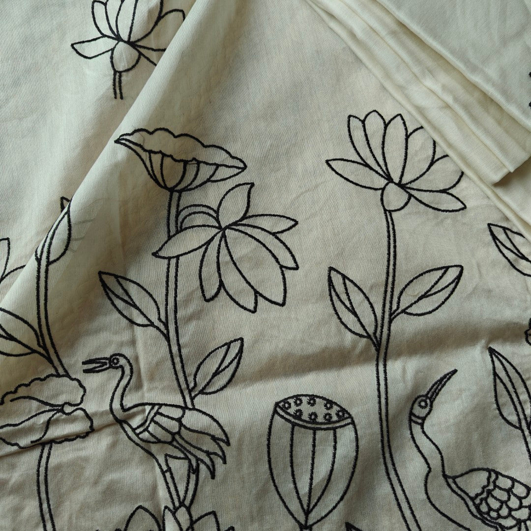 Pure Chanderi with Embroidery scallop unstitched suit