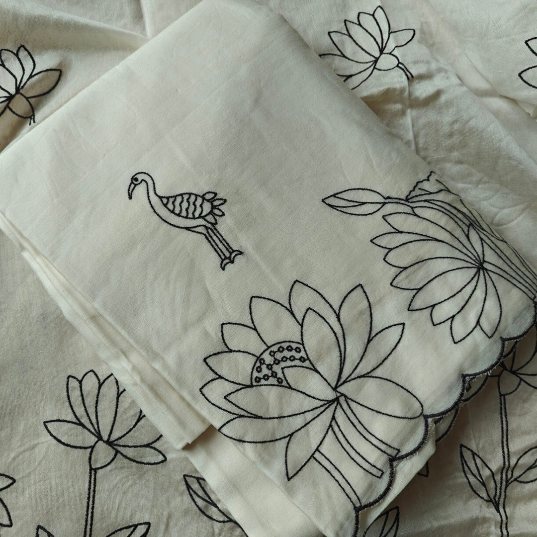 Pure Chanderi with Embroidery scallop unstitched suit