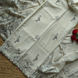 Pure Chanderi with Embroidery scallop unstitched suit