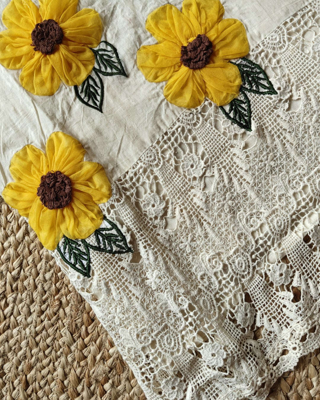 3D flower embroidery cotton dress kurta dupatta set Unstitched