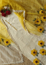 3D flower embroidery cotton dress kurta dupatta set Unstitched