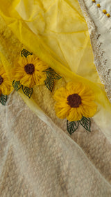 3D flower embroidery cotton dress kurta dupatta set Unstitched