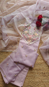 Parsi embroidery Lavender unstitched suit