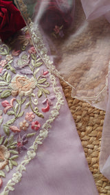 Parsi embroidery Lavender unstitched suit
