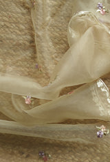 Parsi embroidery beige unstitched suit