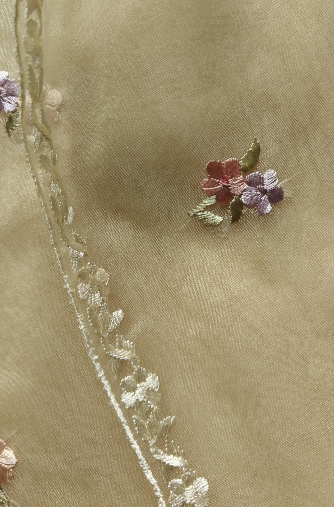 Parsi embroidery beige unstitched suit
