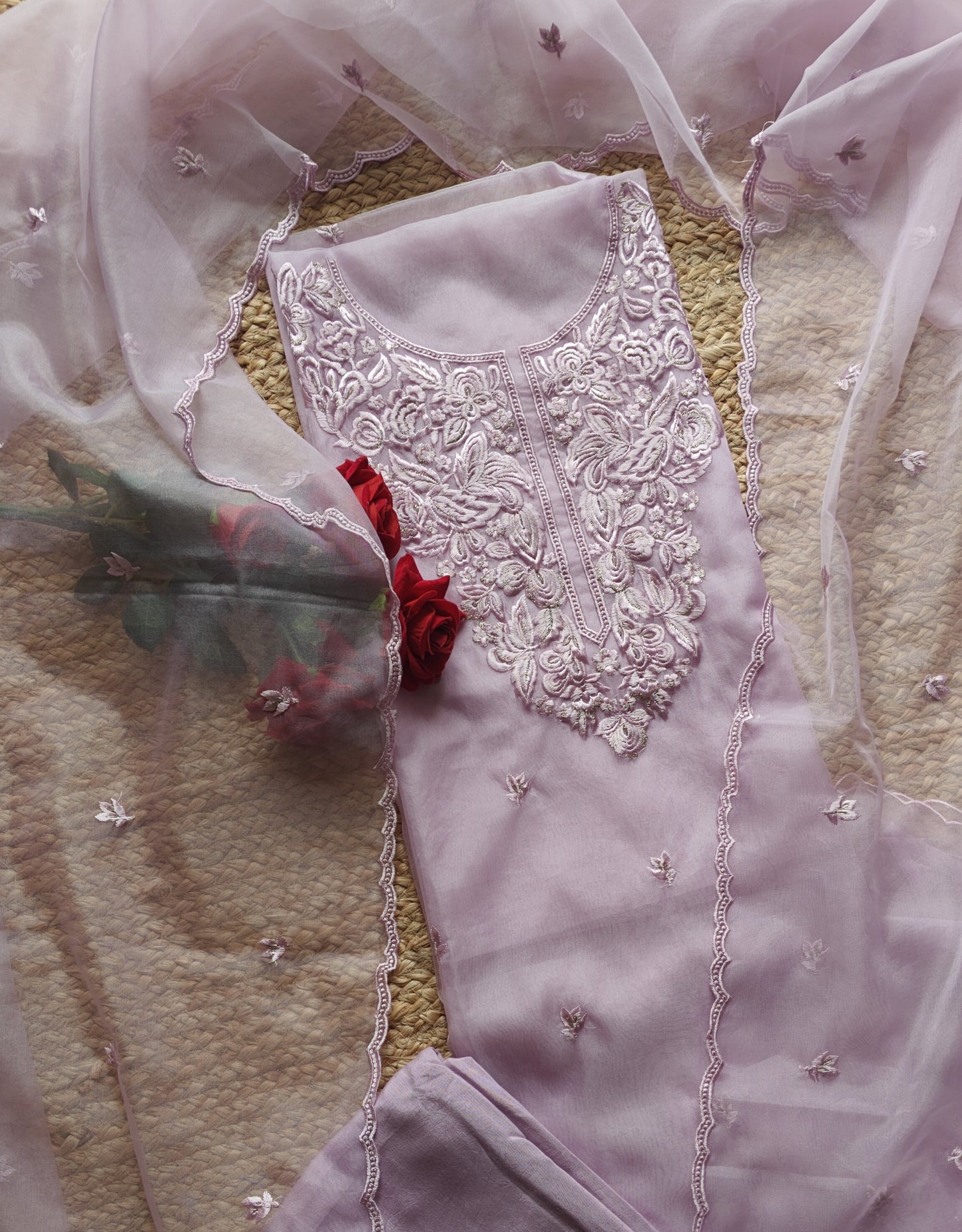 Purple Embroidery Unstitched Suit