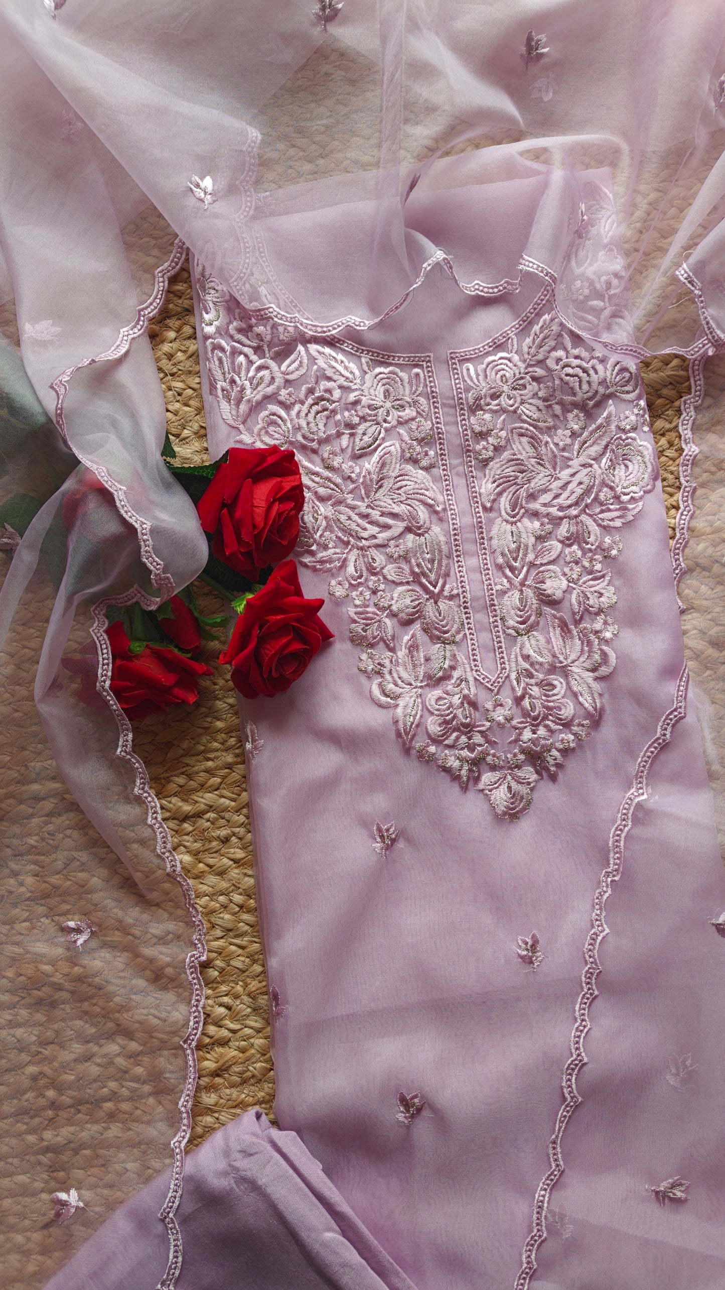 Purple Embroidery Unstitched Suit