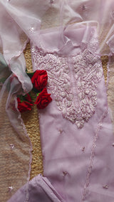 Purple Embroidery Unstitched Suit