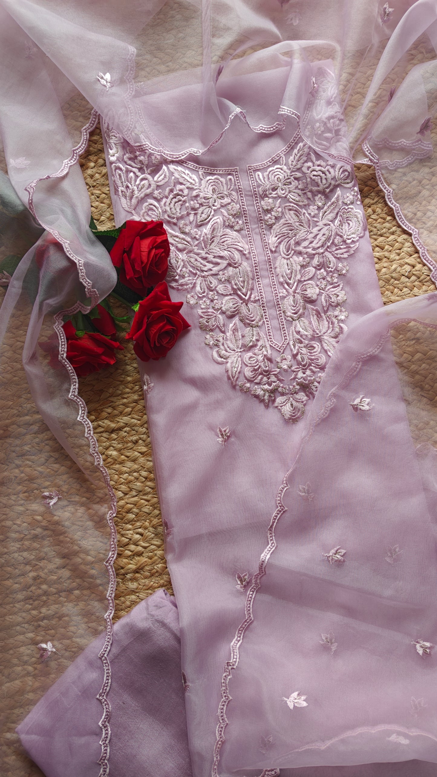 Purple Embroidery Unstitched Suit