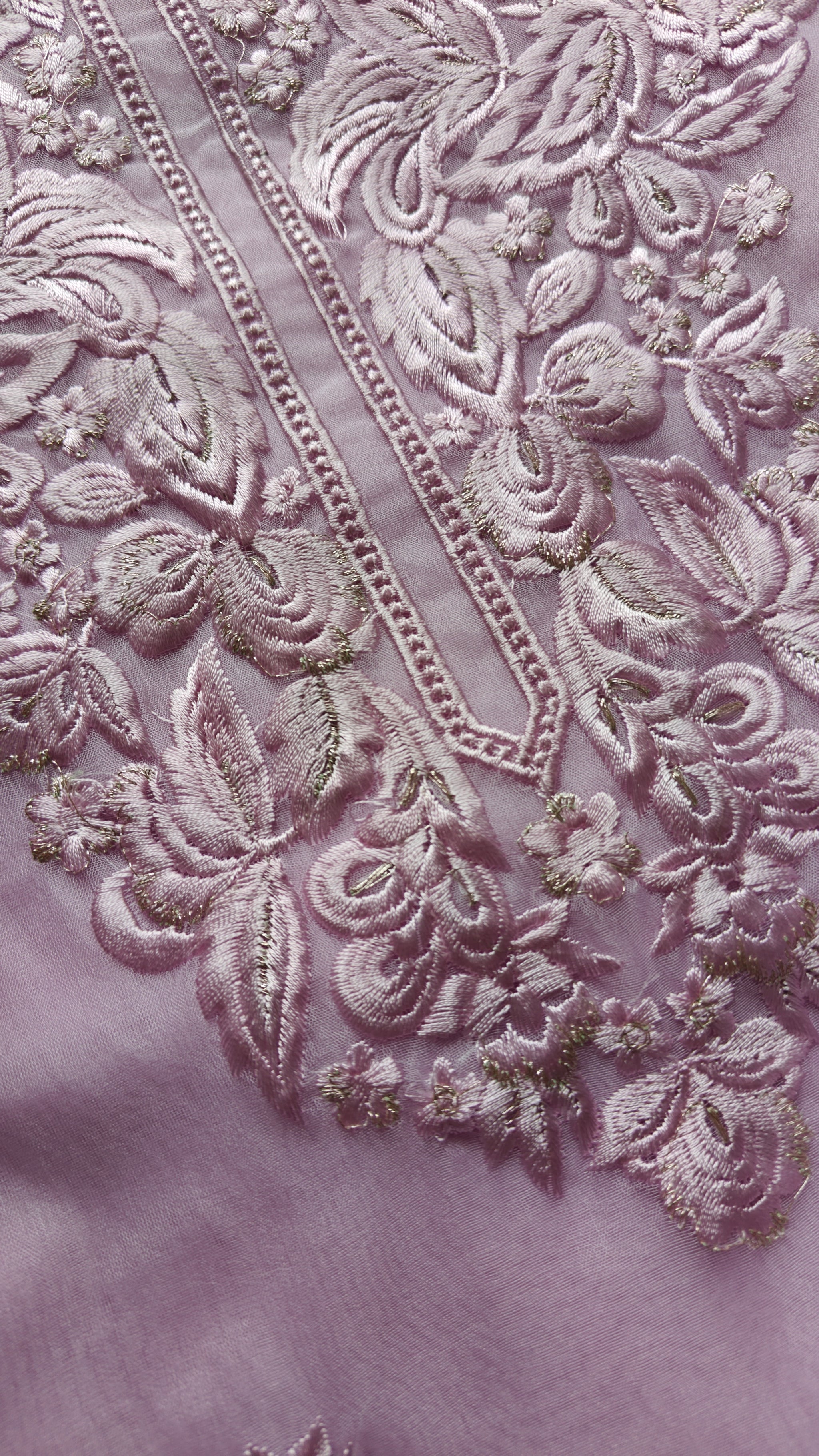 Purple Embroidery Unstitched Suit