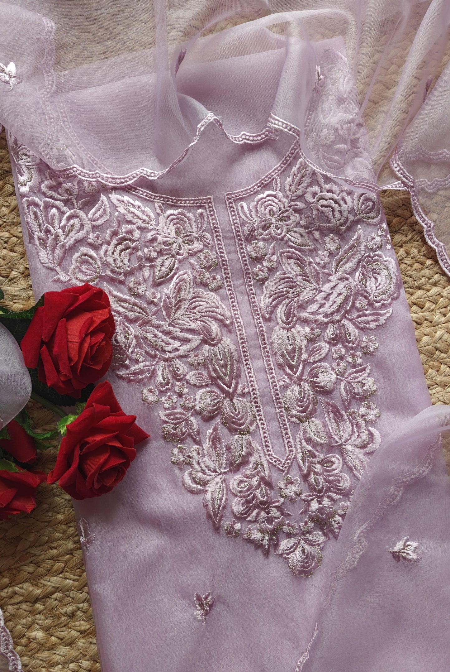 Purple Embroidery Unstitched Suit