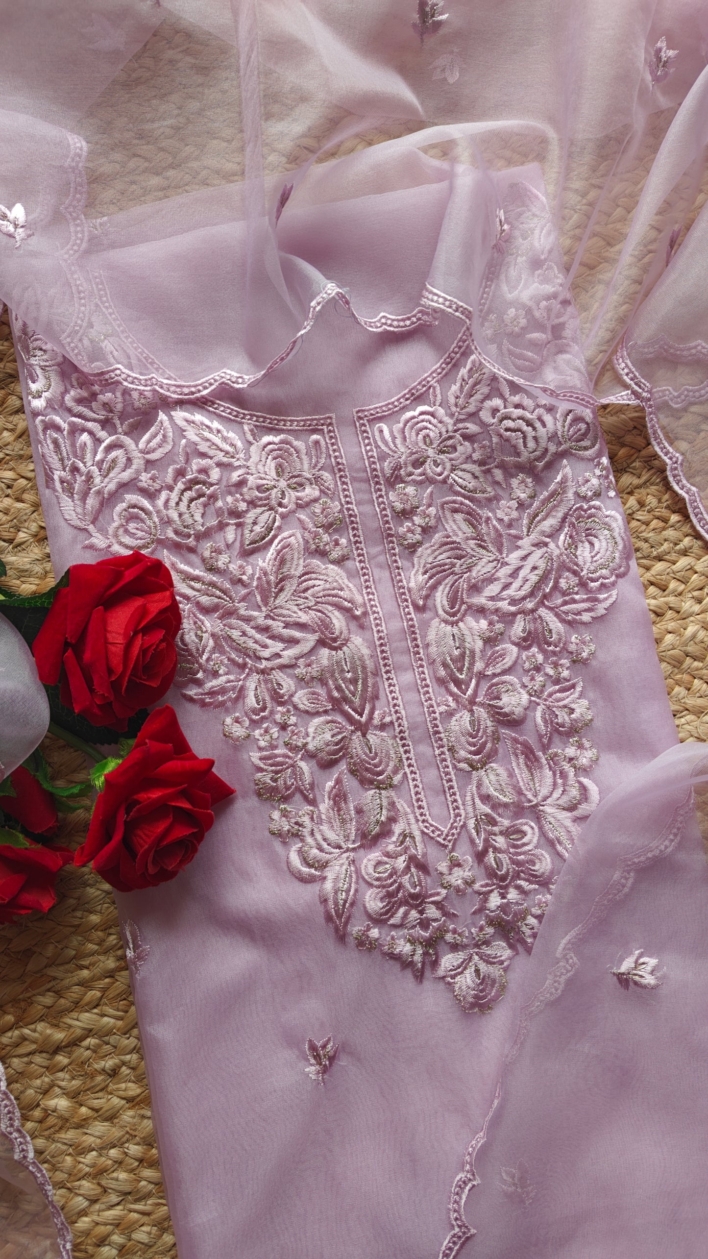 Purple Embroidery Unstitched Suit