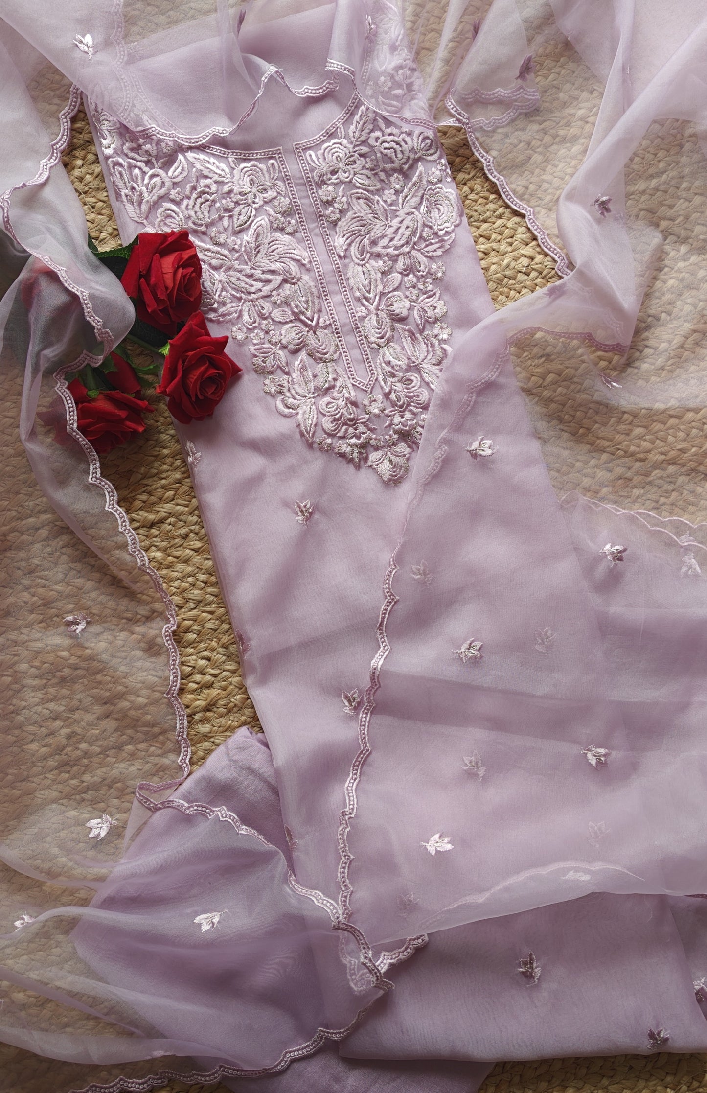 Purple Embroidery Unstitched Suit
