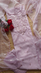 Purple Embroidery Unstitched Suit