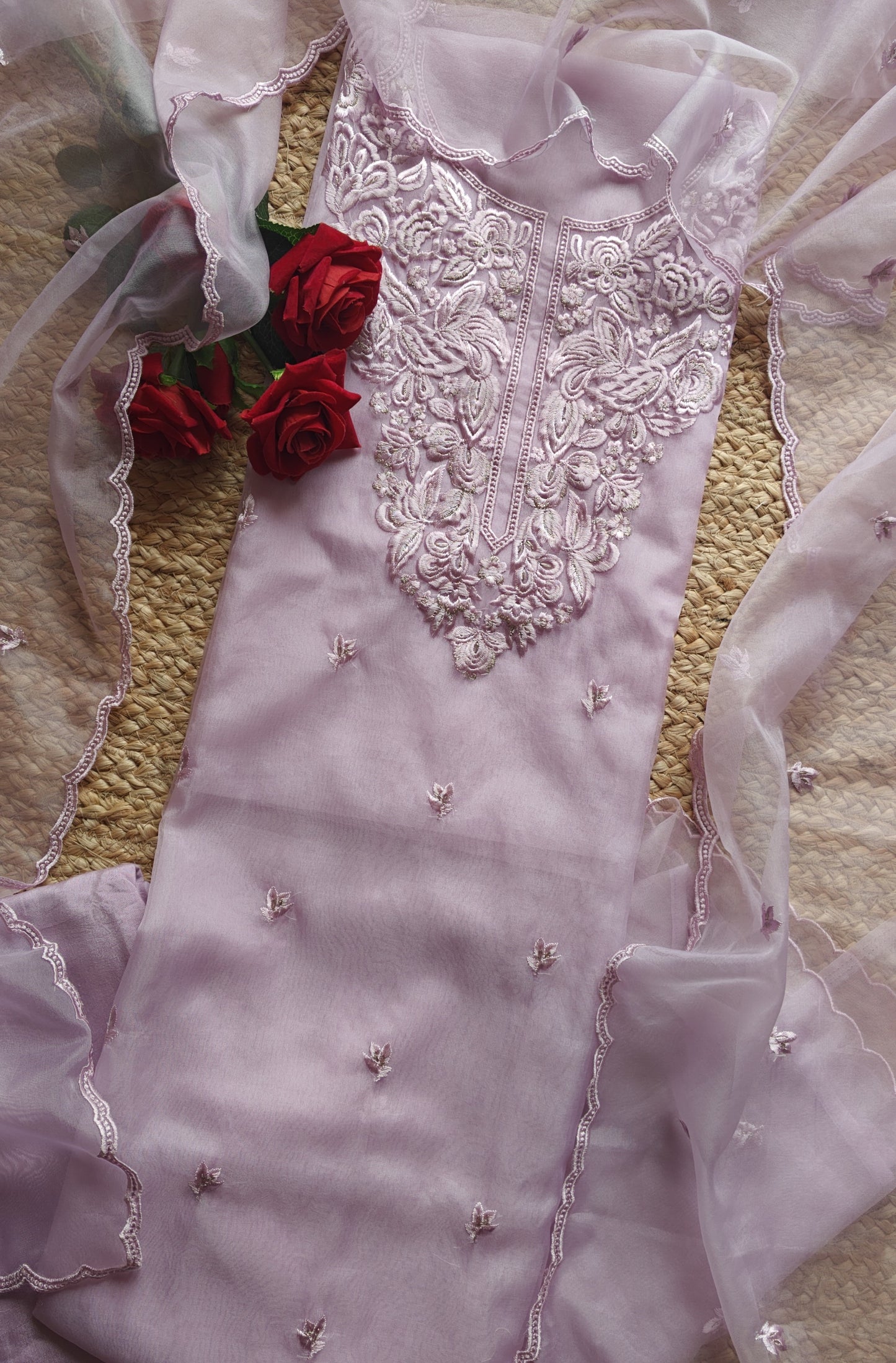 Purple Embroidery Unstitched Suit