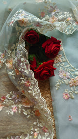 Blue Parsi Embroidery unstitched suit