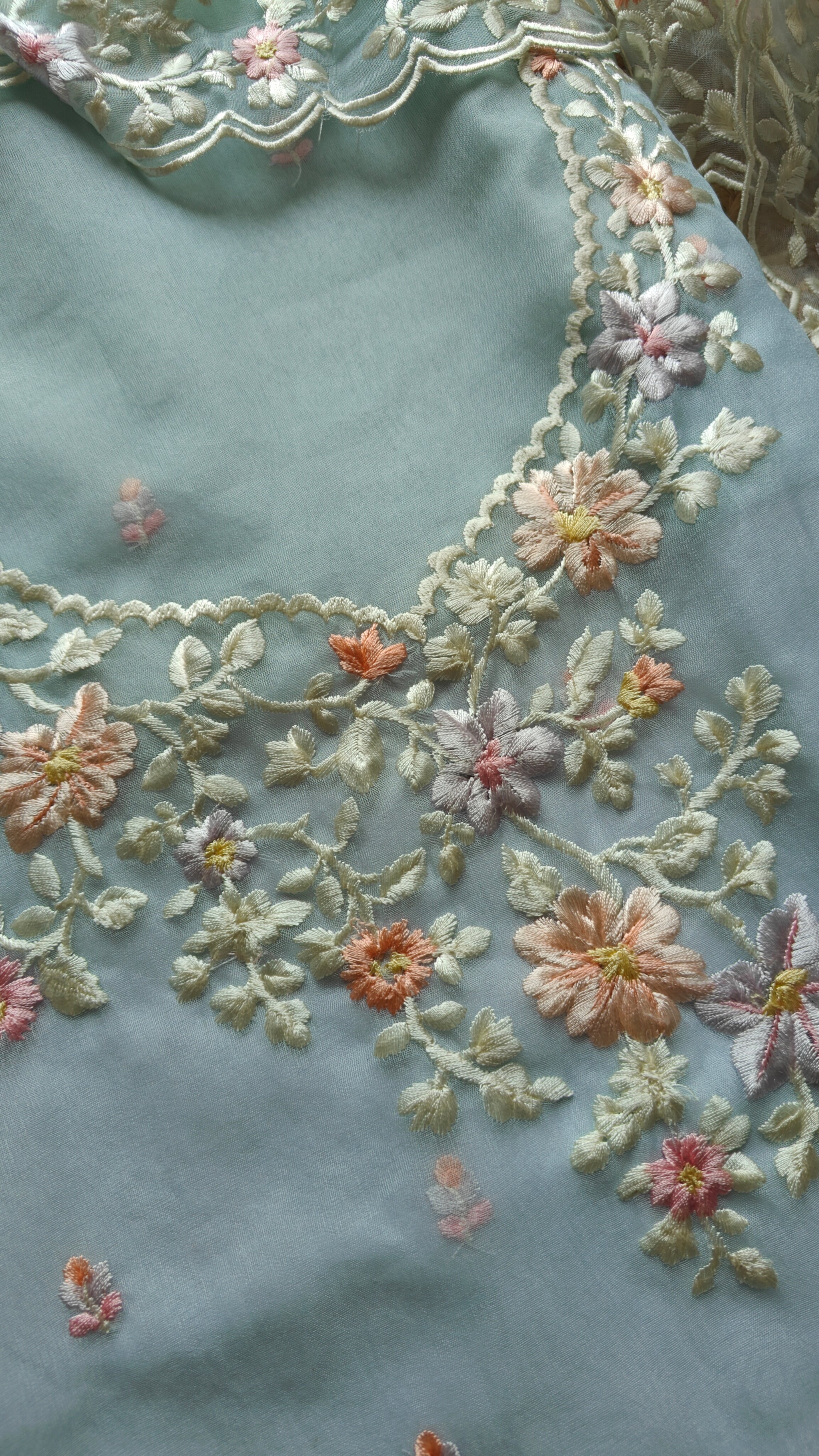 Blue Parsi Embroidery unstitched suit