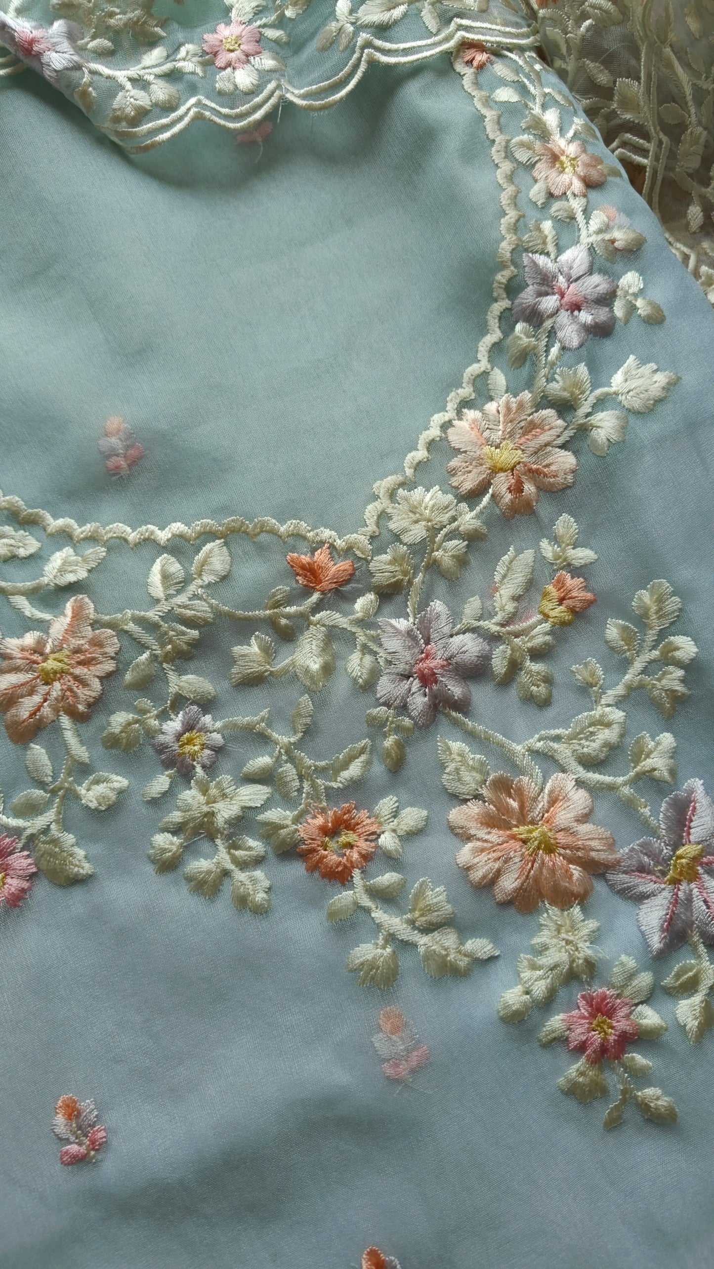 Blue Parsi Embroidery unstitched suit