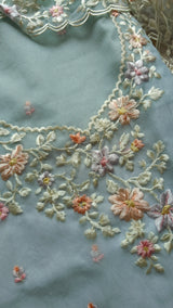Blue Parsi Embroidery unstitched suit